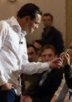 Man in White Shirt Addressing Audience