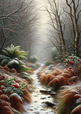 Snowy Forest Path