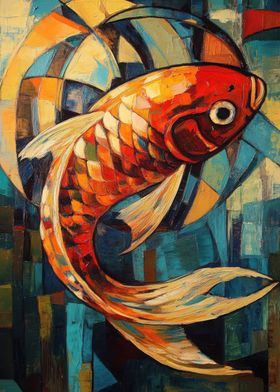 Koi Fish Oil Painting