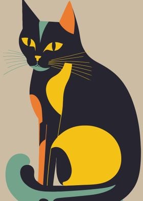 Abstract Cat Illustration