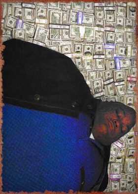 Man Laying on Money