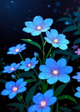 Blue Flowers Night