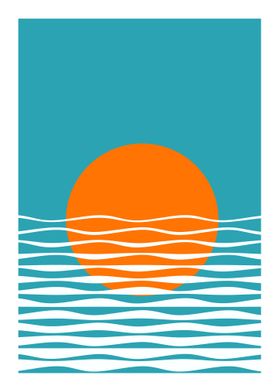 Sunset Ocean Minimalist Art