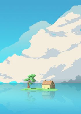 Pixel Art Island House