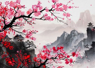 Cherry Blossom Landscape