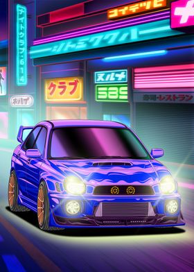 Subaru Impreza WRX Bug Eyes Synthwave 