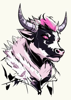 Pink Bull Illustration