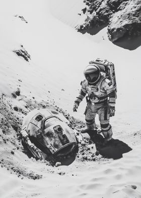 Astronaut on a Desolate Planet