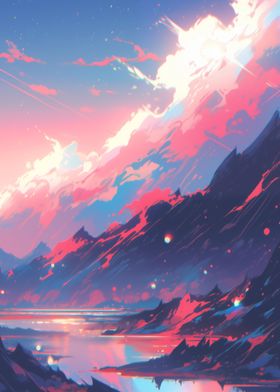 Pink Sunset Mountains