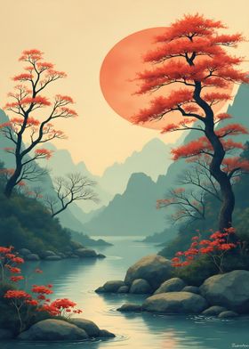 Japanese Mountain Landscape