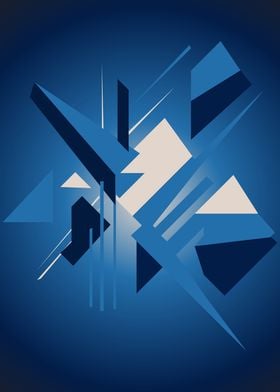 Abstract Blue Geometric Art