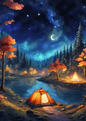 Campsite Under Starry Sky