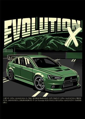 Mitsubishi Lancer Evolution X Green