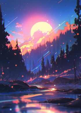 Dreamy Forest Sunset