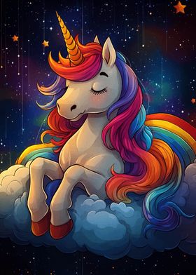 Rainbow Unicorn on Cloud