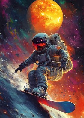 Astronaut Snowboarding in Space