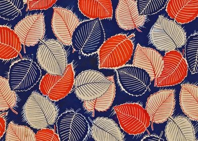 Blue, Red, and White Leaf Pattern