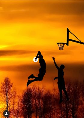 Silhouette Basketball Dunk