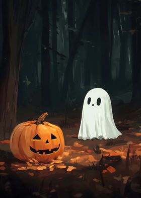 Ghost and Jack-o'-Lantern