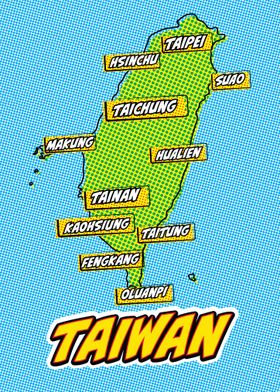 Taiwan Map Pop Art