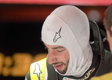 Honey Budger Racing Driver in White Balaclava