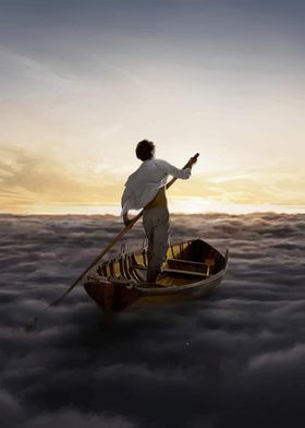 Man Rowing Through Clouds