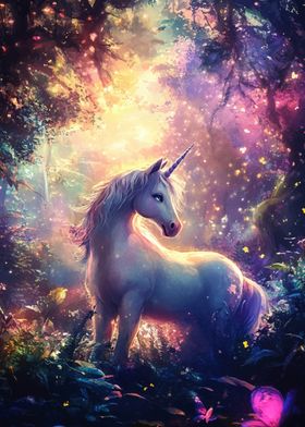 Magical Unicorn in Forest