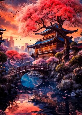 Japanese Garden Sunset