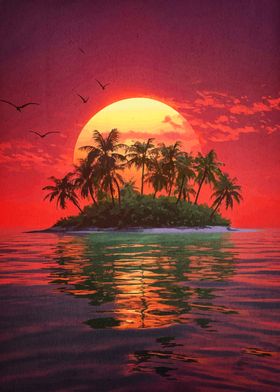 Tropical Sunset Island