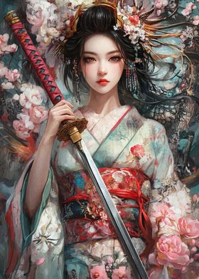 Samurai Woman in Bloom