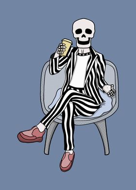 Skeleton in Striped Suit