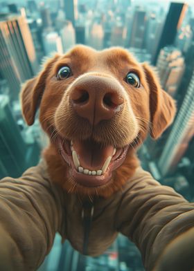 Funny Dog Selfie in City