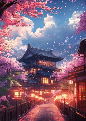 Japanese Cherry Blossom Town