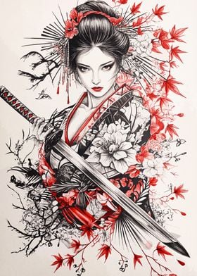 Geisha Warrior with Katana