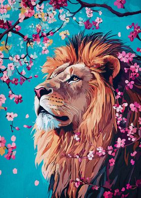 Lion and Cherry Blossoms