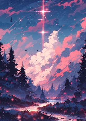 Magical Forest Sunset