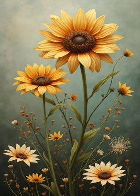 Sunflowers and Wildflowers