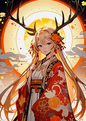 Anime Girl with Deer Antlers