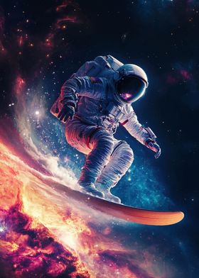 Astronaut Snowboarding in Space