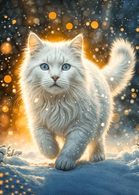 White Cat in Winter