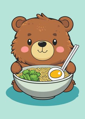 Bear Eating Ramen