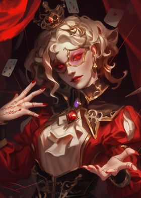 Red Queen with Playing Cards