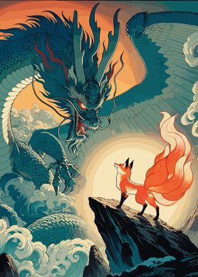 Dragon and Kitsune