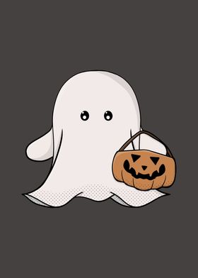 Cute Ghost with Pumpkin