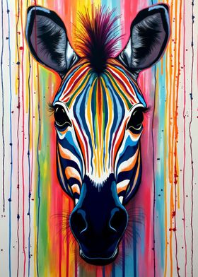 Rainbow Zebra Portrait