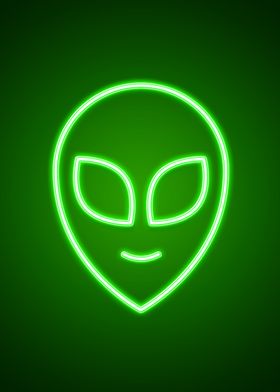 Neon Alien Head