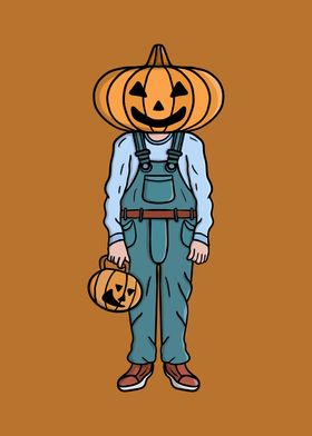 Pumpkin Head Halloween Illustration