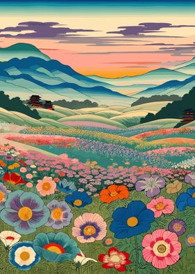 Japanese Flowers Field