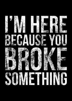 I'm Here Because You Broke Something