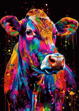 Colorful Cow Portrait